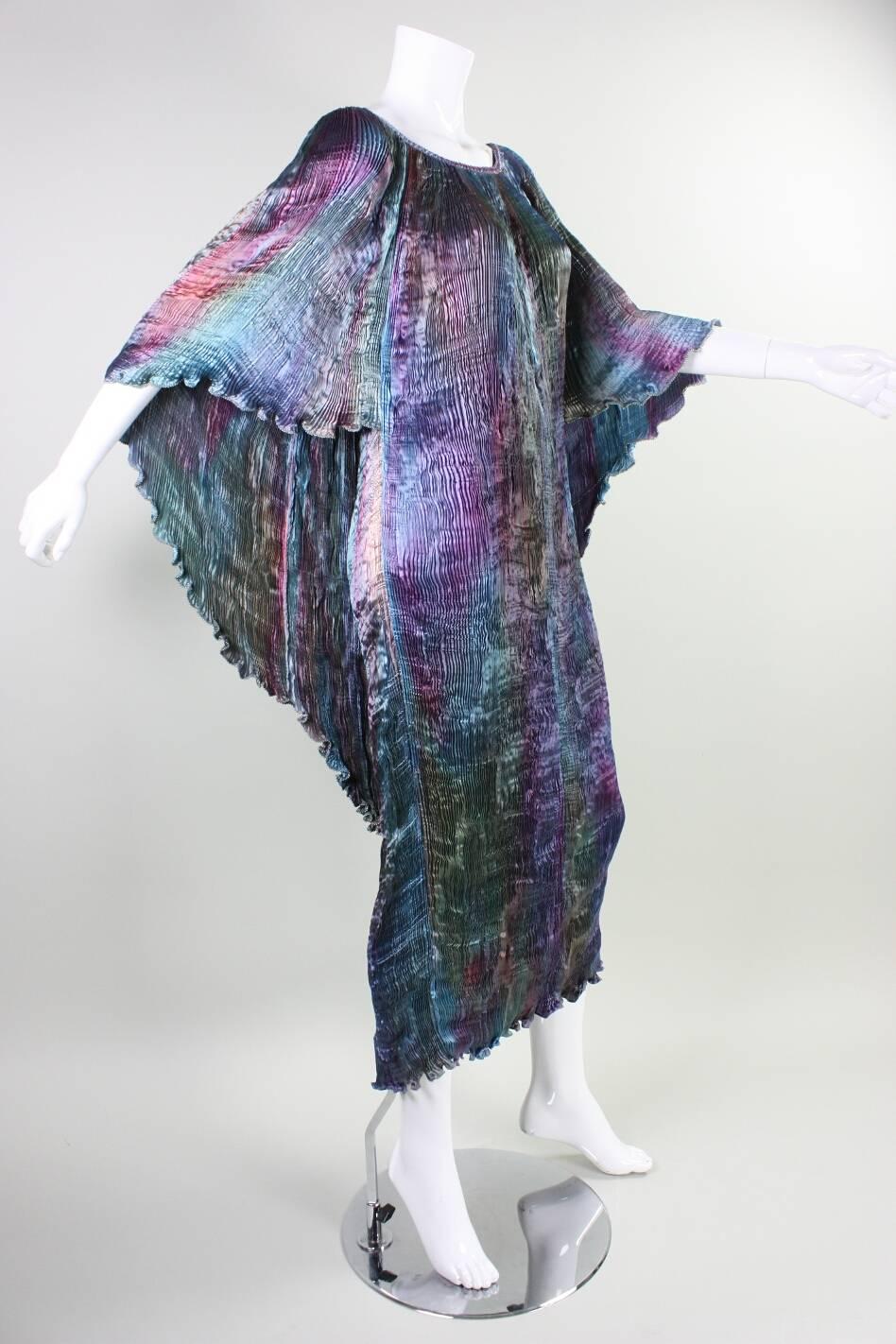 Patricia Lester Pleated Silk Dress with Attached Cape 1