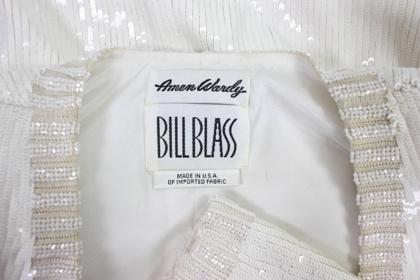 1980's Bill Blass White Sequined Jacket For Sale 3