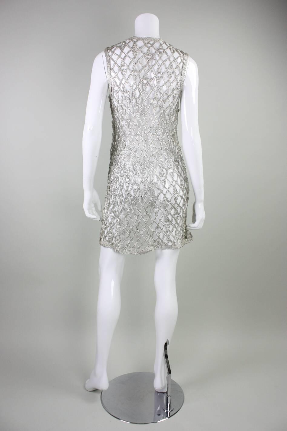 Women's 1960's Space Age Metallic Silver Long Vest For Sale