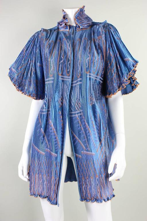 Iconic 1970s Zandra Rhodes Hand Painted Pleated Jacket