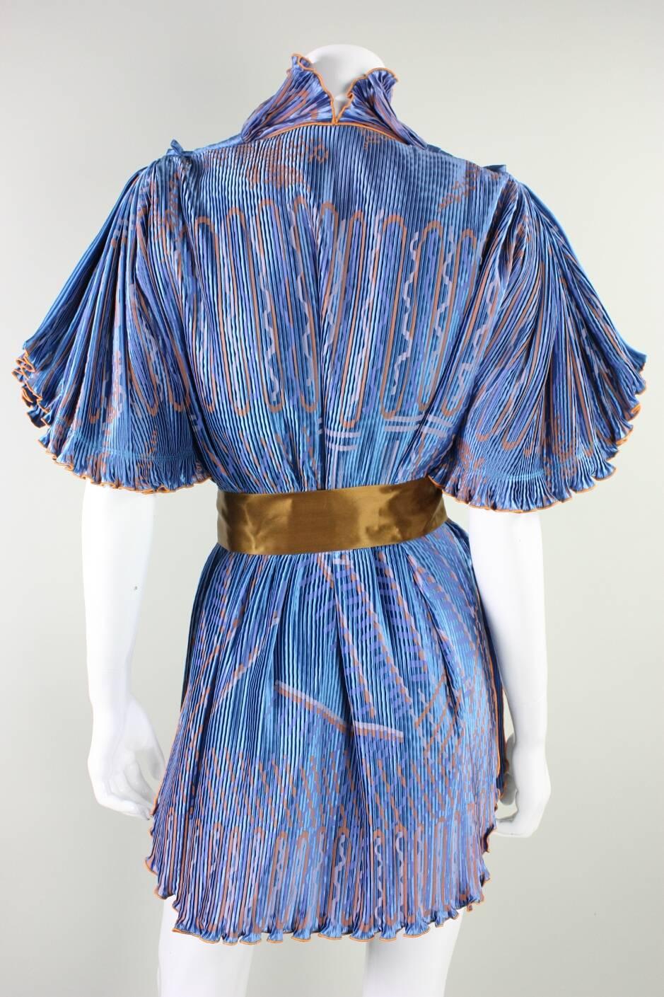 Zandra Rhodes Pleated & Silkscreened Jacket In Excellent Condition For Sale In Los Angeles, CA