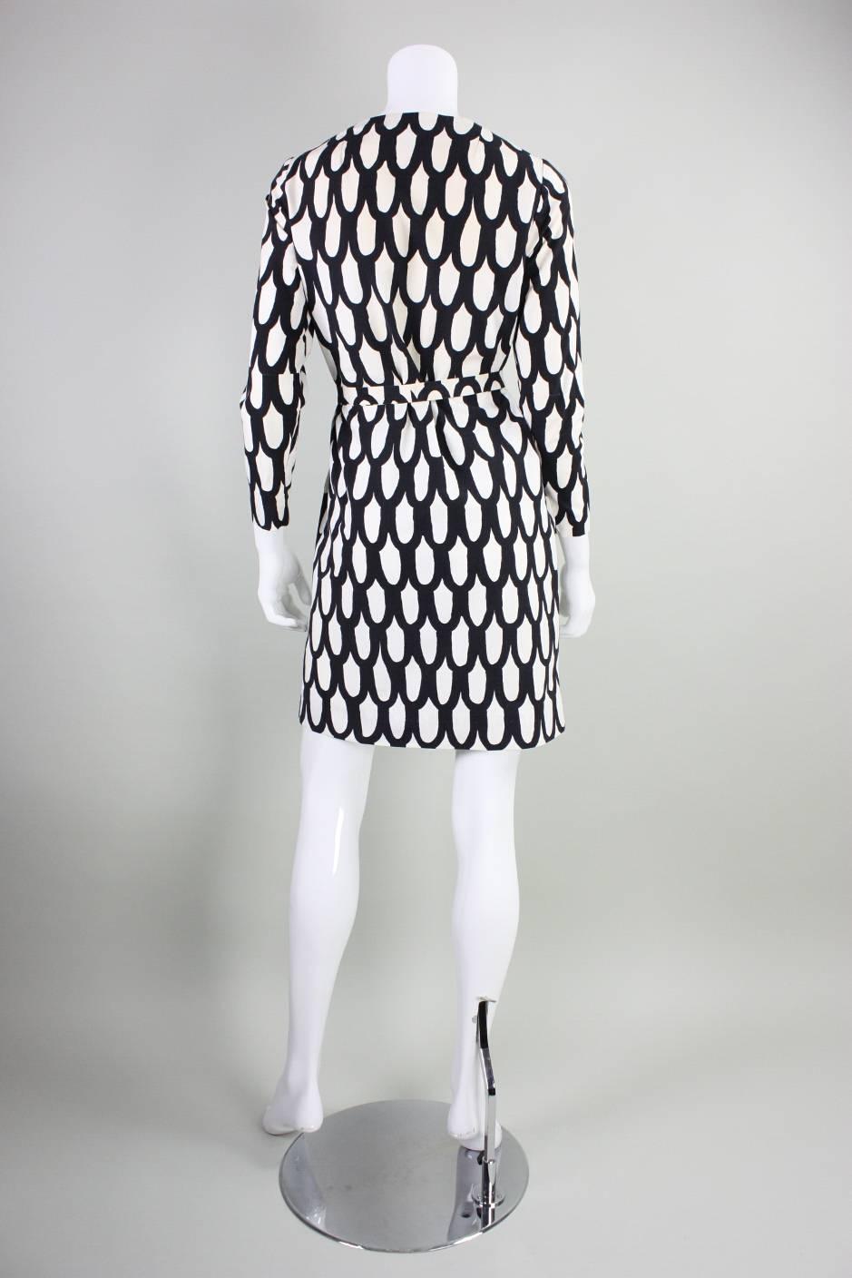 1965 Marimekko Black & White Printed Dress In Excellent Condition For Sale In Los Angeles, CA