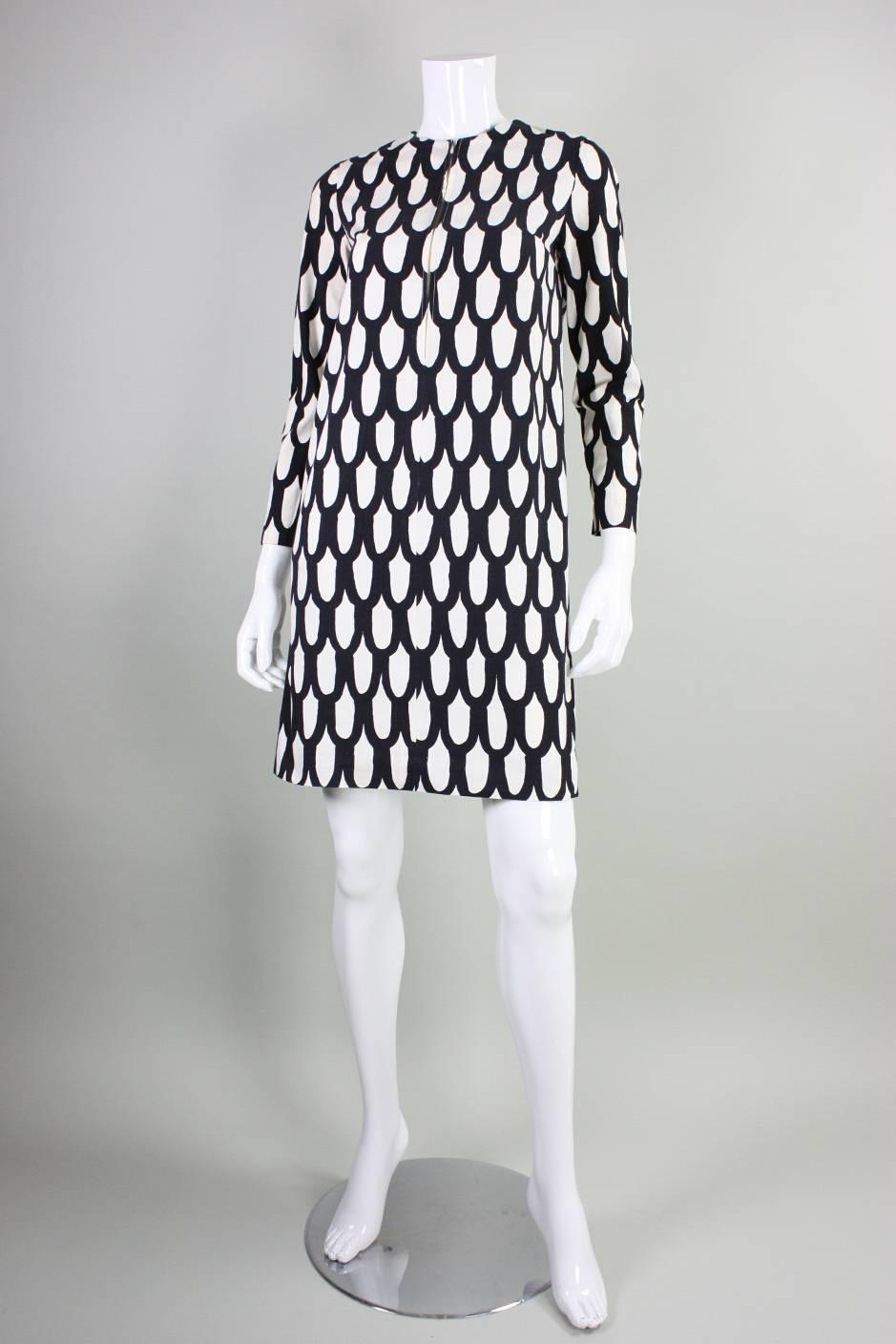 Women's 1965 Marimekko Black & White Printed Dress For Sale