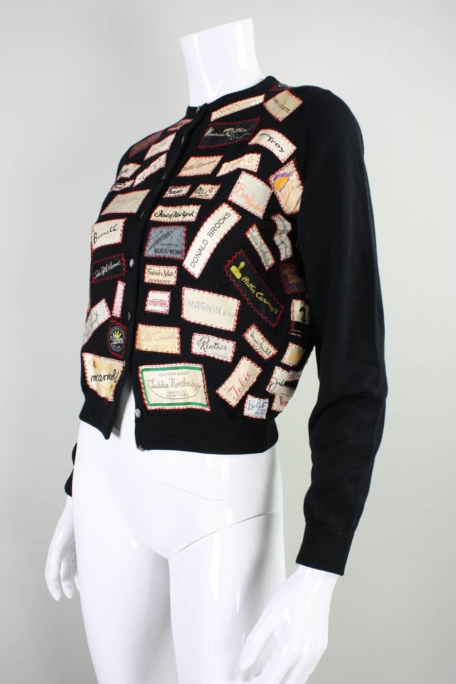 Women's 1960's One of a Kind Appliqued Label Sweater