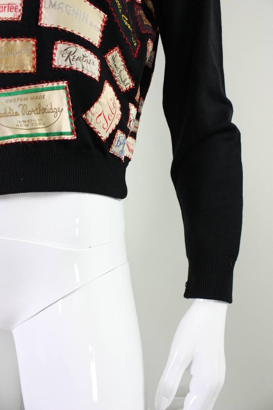 1960's One of a Kind Appliqued Label Sweater 2