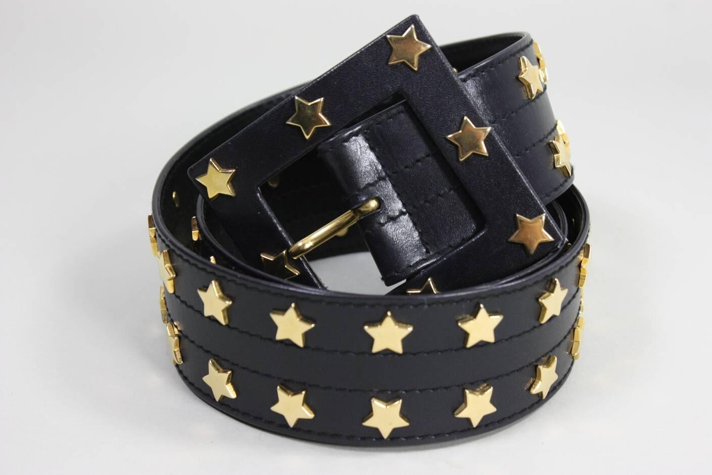 1980's Escada Leather Belt with Stars In Excellent Condition In Los Angeles, CA