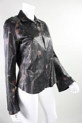 Roberto Cavalli Leather Blouse or Jacket with Gold Stitching