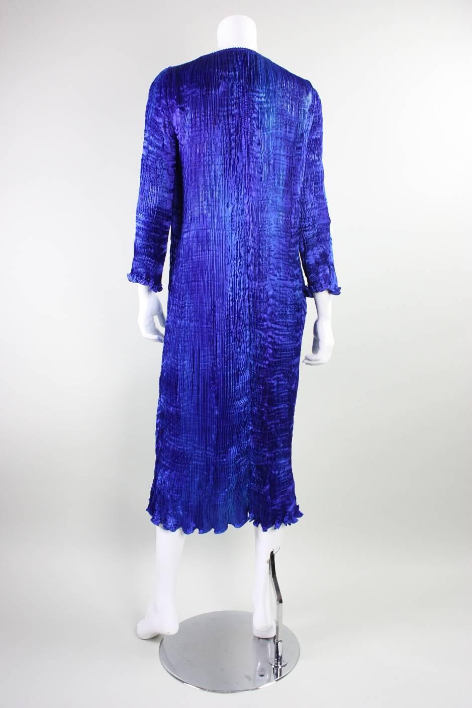 Patricia Lester Cobalt Blue Pleated Silk Gown For Sale 1