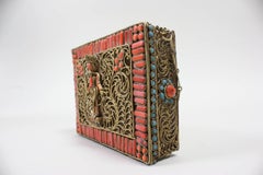 Mid-century Coral & Turquoise Filigree Handbag