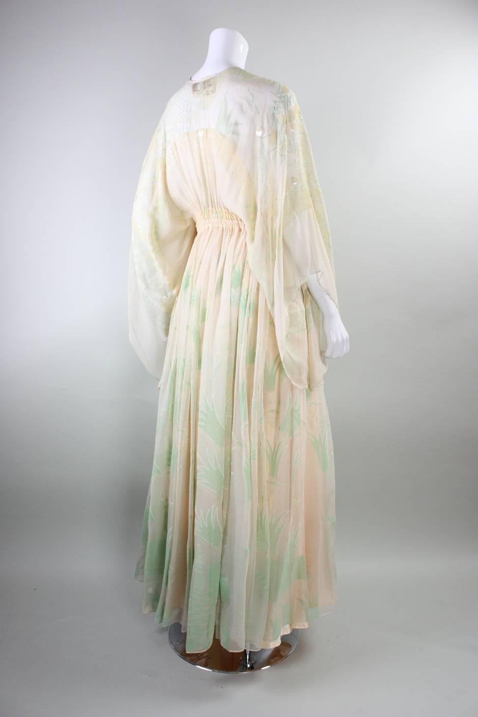 1970's Zandra Rhodes Field of Lilies Gown In Excellent Condition In Los Angeles, CA