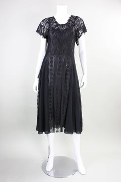 1970's Holly's Harp Mixed Lace Cocktail Dress