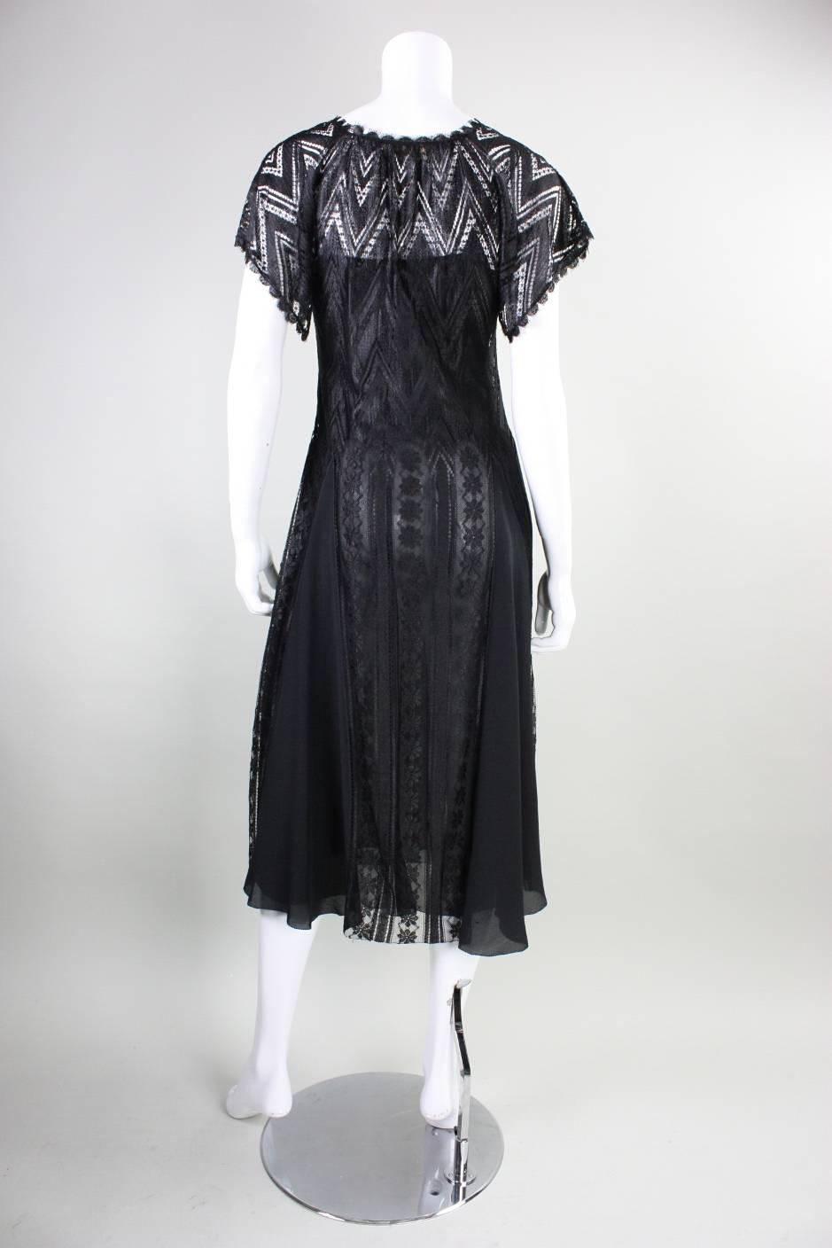 Women's 1970's Holly's Harp Mixed Lace Cocktail Dress For Sale