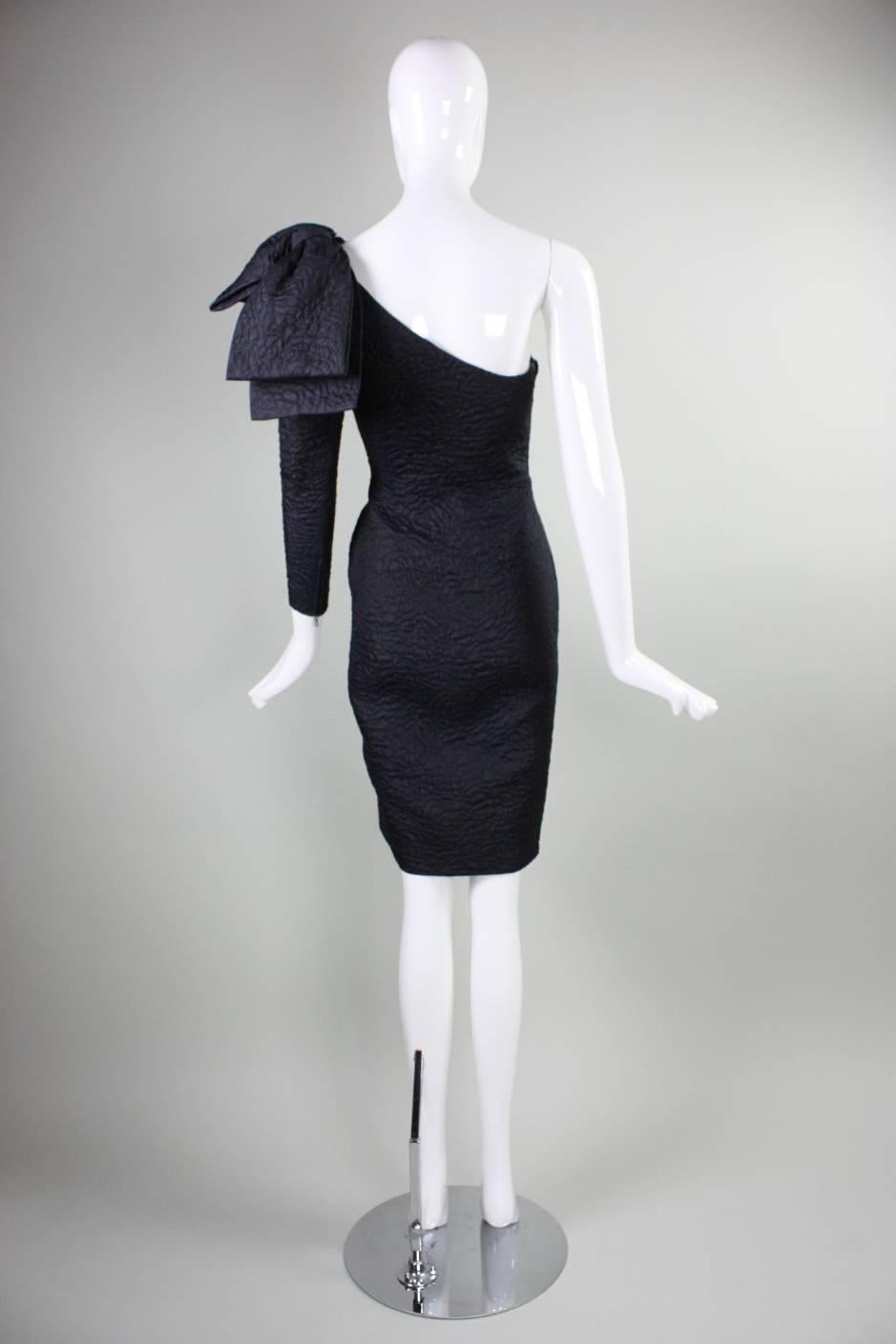 1980's Yves Saint Laurent One-Shouldered Cocktail Dress In Excellent Condition For Sale In Los Angeles, CA