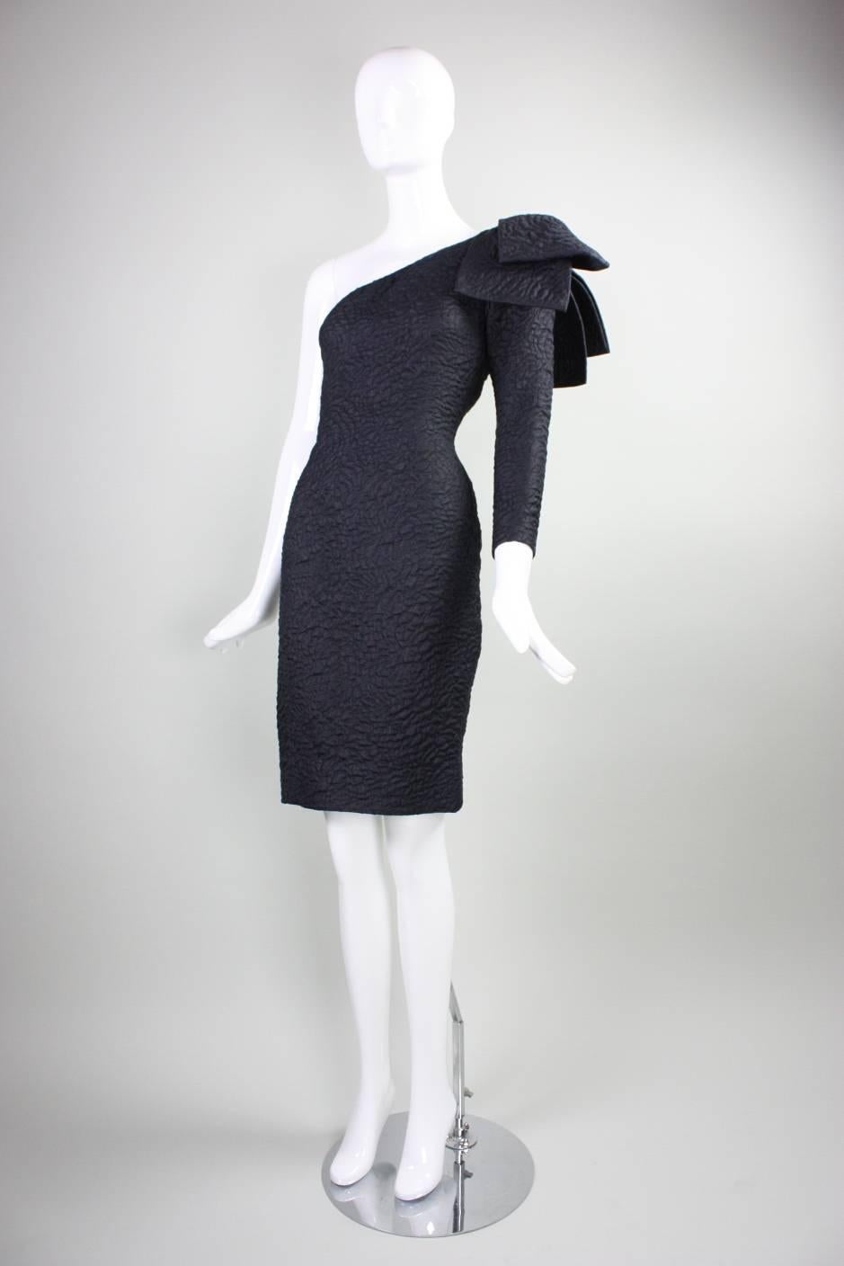 1980's Yves Saint Laurent One-Shouldered Cocktail Dress For Sale 1