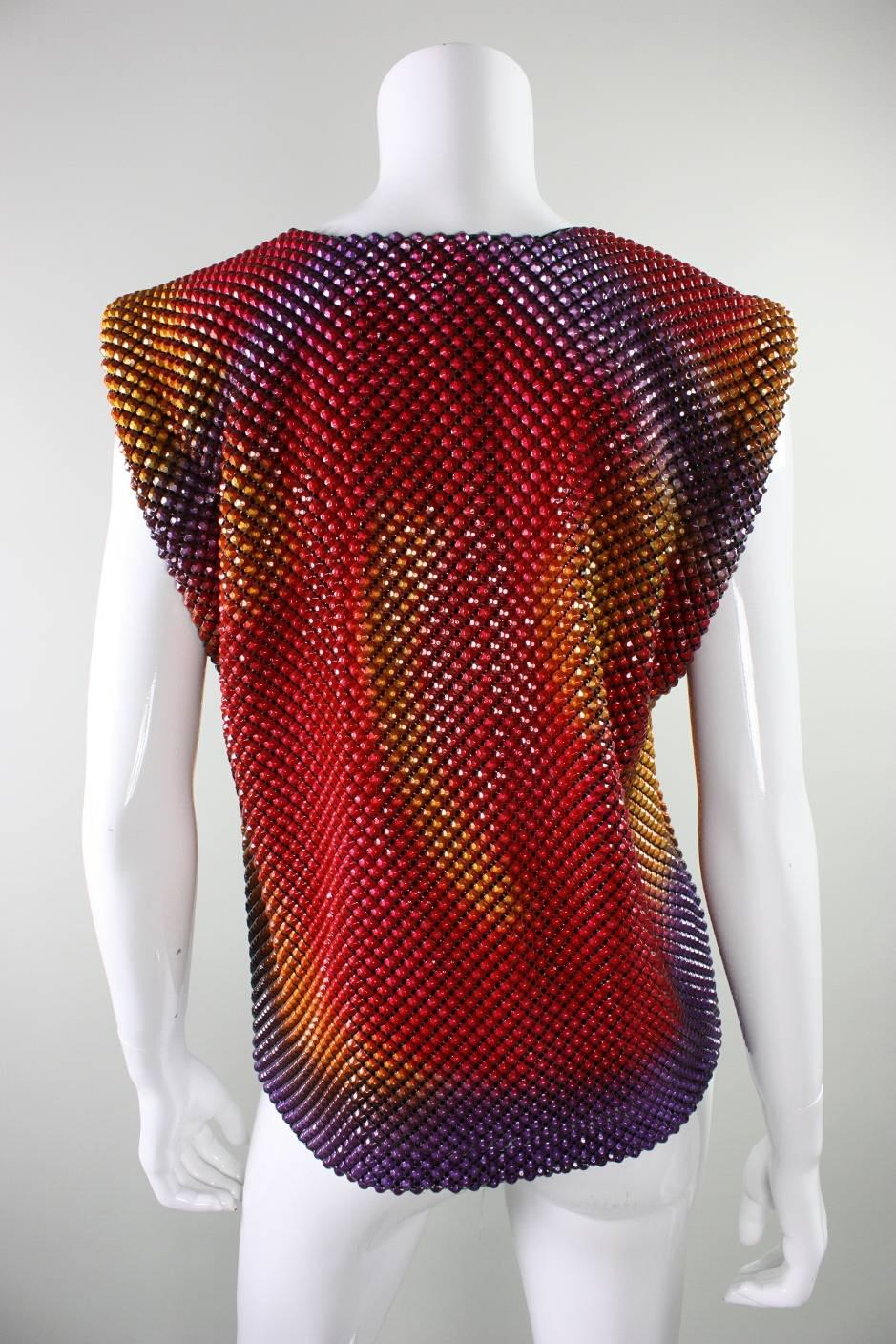 Brown 1980's Anthony Ferrara Metal Mesh Blouse For Sale