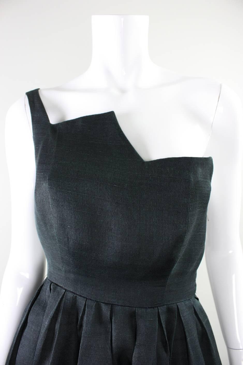 1960's Christian Dior Black Gown with Zigzag Detail For Sale 1