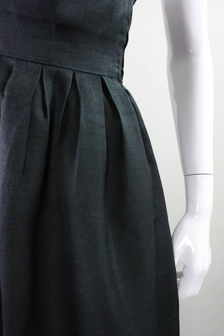 1960's Christian Dior Black Gown with Zigzag Detail For Sale 2