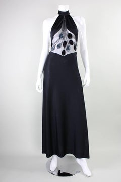 1970's Loris Azzaro Halter Gown with Transparent Insert