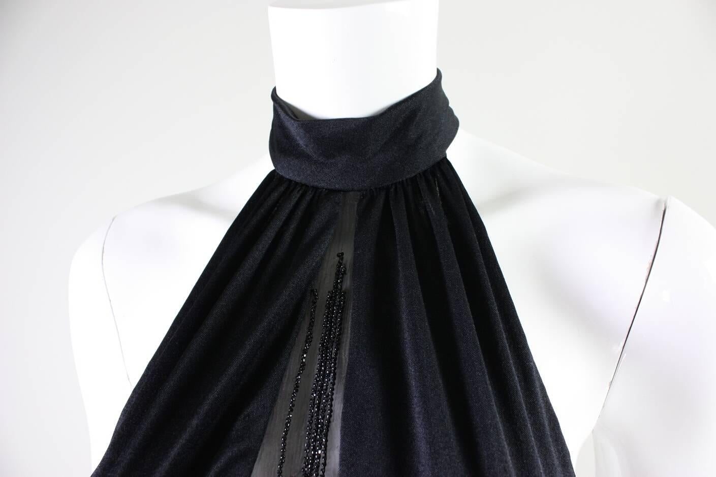 1970's Loris Azzaro Halter Gown with Transparent Insert For Sale 1