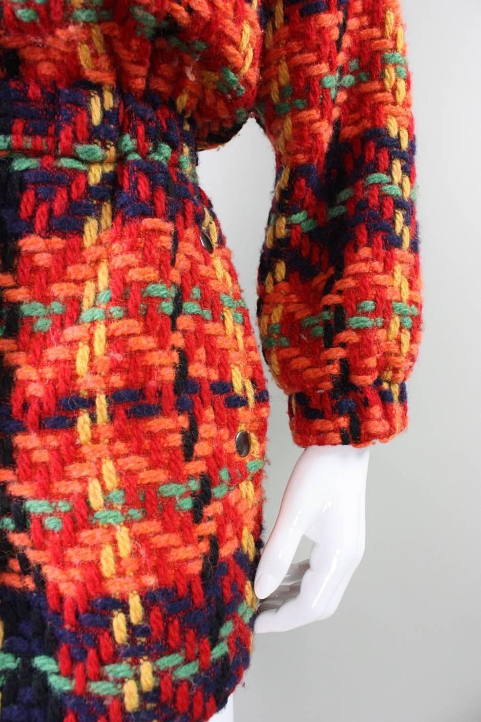 Yves Saint Laurent Multicolored Plaid Tweed Jacket 2