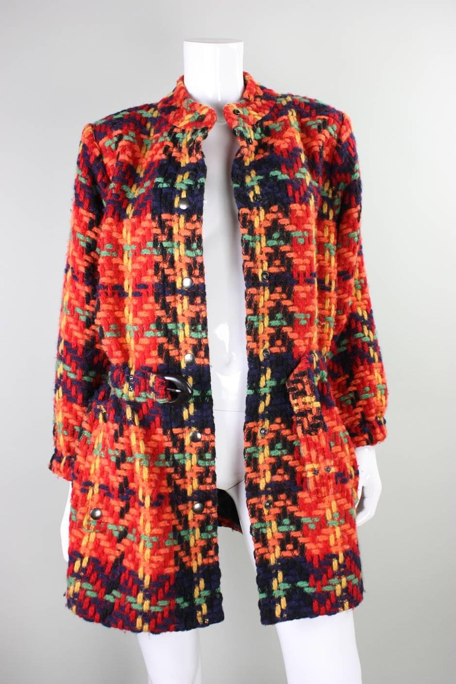 Women's Yves Saint Laurent Multicolored Plaid Tweed Jacket