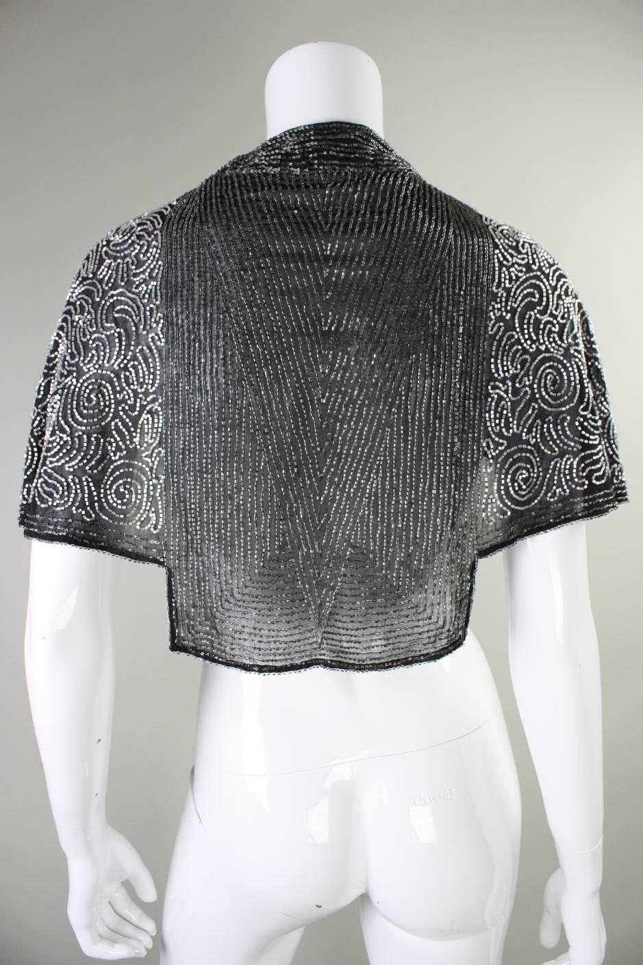 1930's Beaded Capelet Made in France In Excellent Condition For Sale In Los Angeles, CA