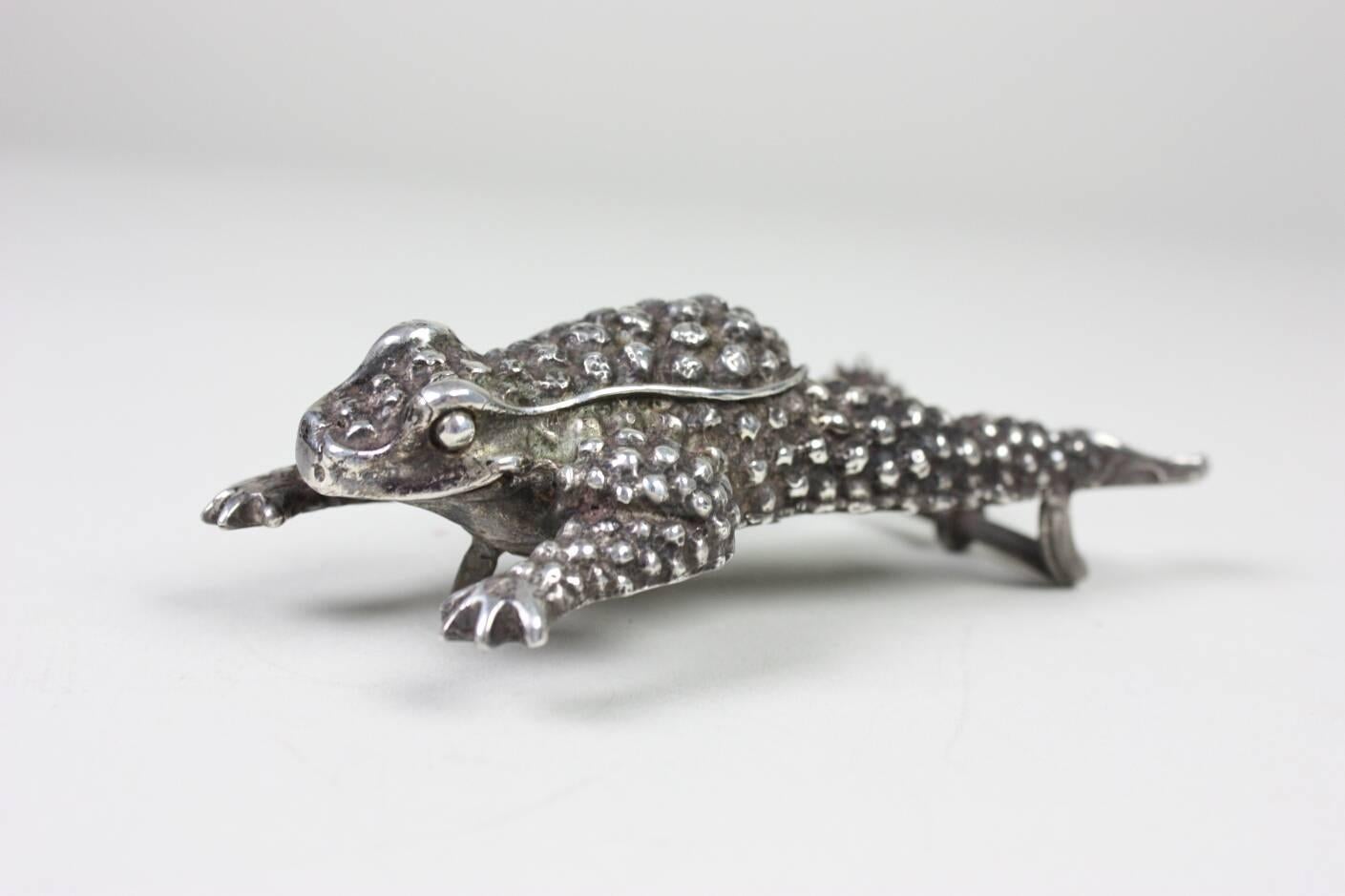 Women's or Men's Kieselstein-Cord Sterling Silver Frog Buckle For Sale