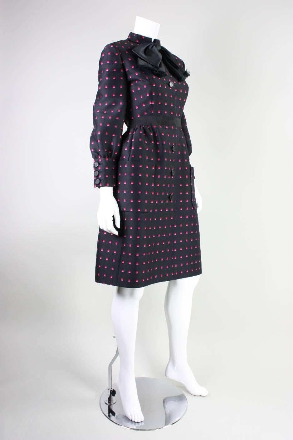Black 1960's Chester Weinberg Dress with Geometric Print For Sale