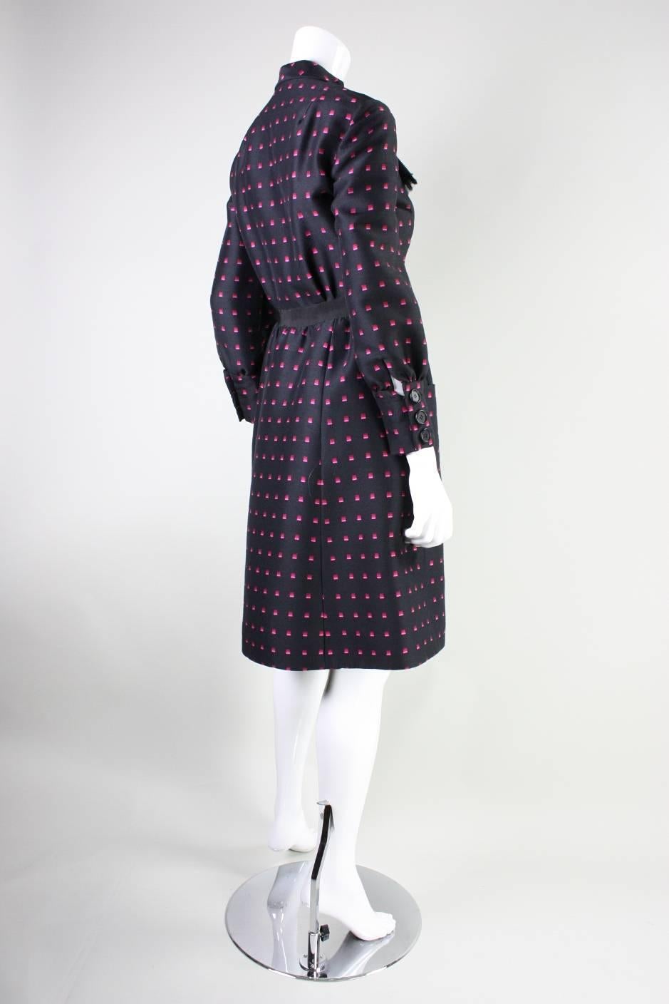 1960's Chester Weinberg Dress with Geometric Print In Good Condition For Sale In Los Angeles, CA
