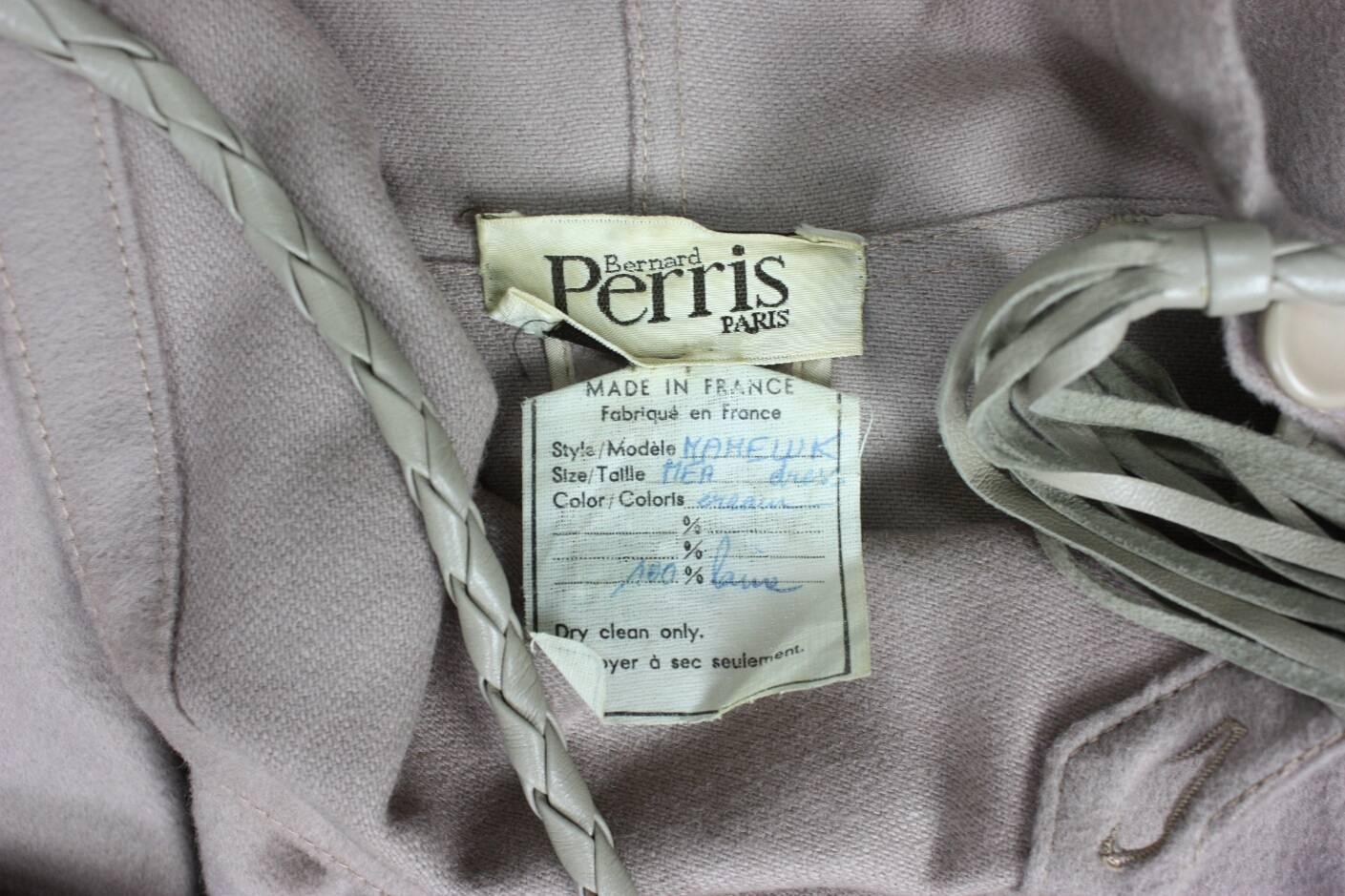 1980's Bernard Perris Wool Dress with Fur Trim For Sale 3
