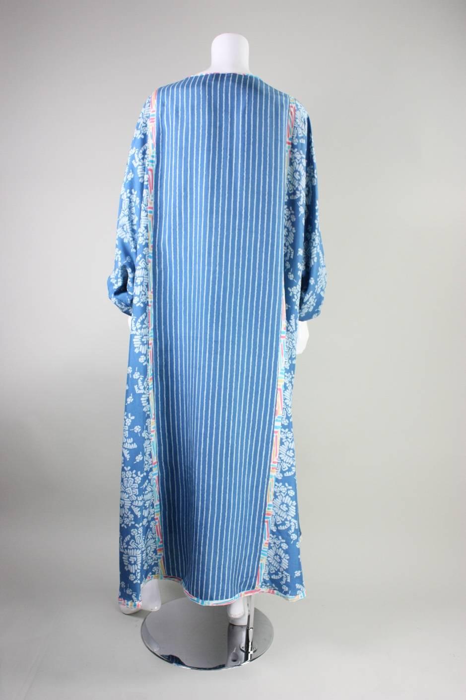 1980's Koos Van Den Akker Patchwork Silk Caftan In Excellent Condition In Los Angeles, CA