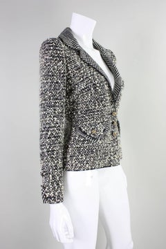 1980's Adolfo Boucle Jacket with Houndstooth Detailing