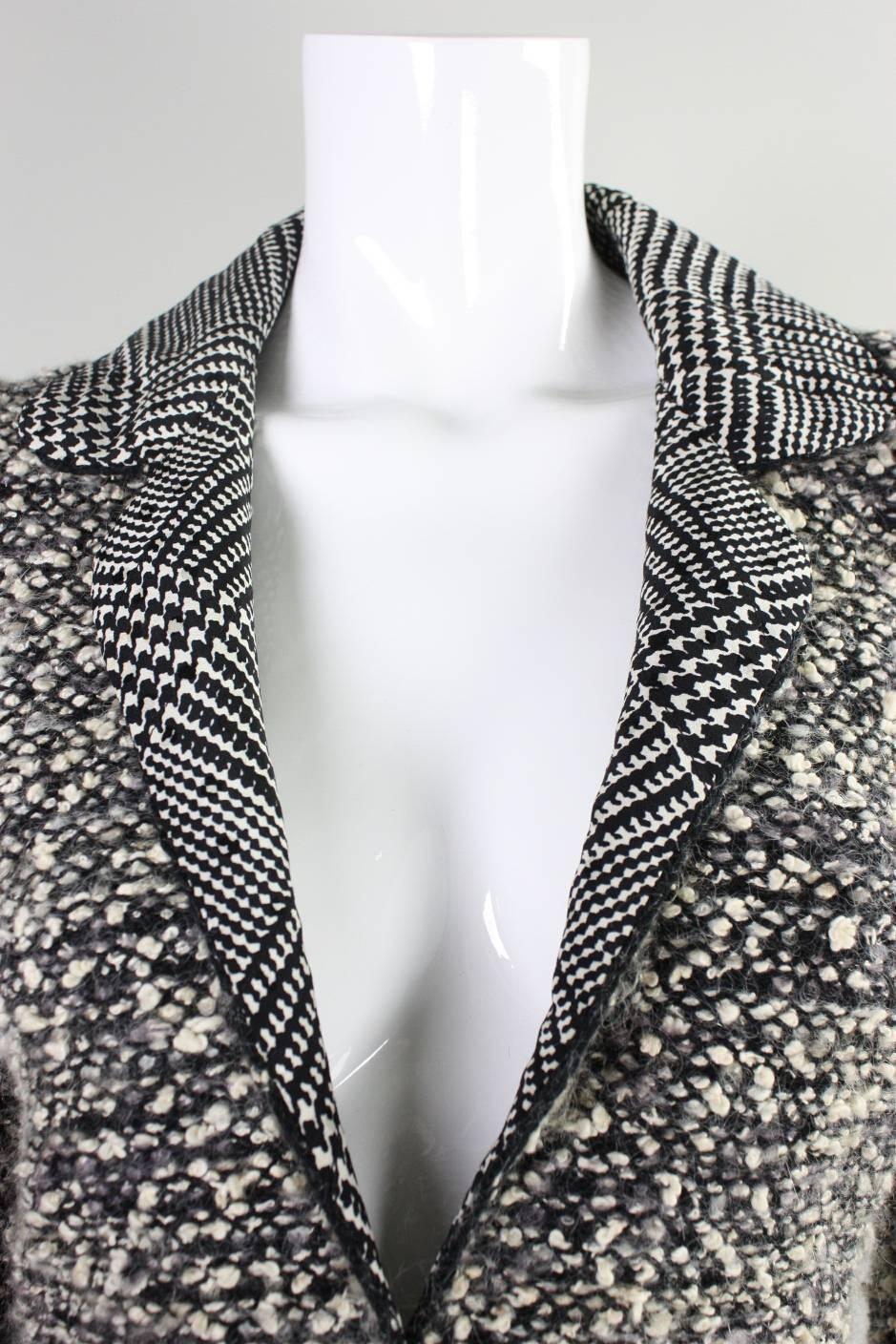 Women's 1980's Adolfo Boucle Jacket with Houndstooth Detailing For Sale