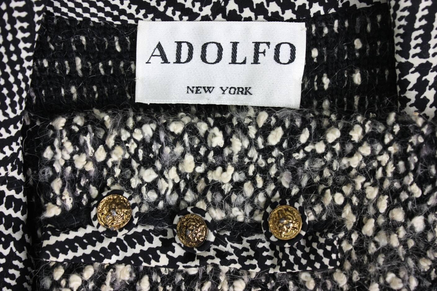1980's Adolfo Boucle Jacket with Houndstooth Detailing For Sale 3