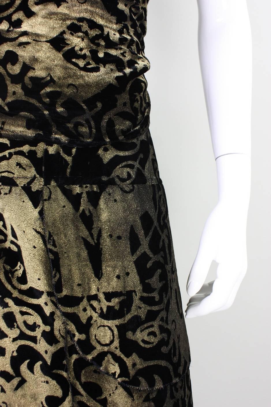 Vintage Fiorella Mancini Stenciled Velvet Art to Wear Sheath Dress For Sale 2