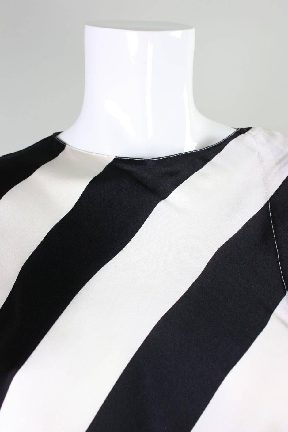Women's 1980's Krizia Striped Silk Blouse For Sale