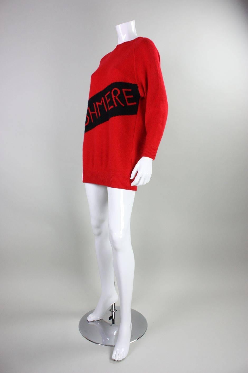 Vintage William Kasper Humorous Cashmere Sweater In Excellent Condition For Sale In Los Angeles, CA