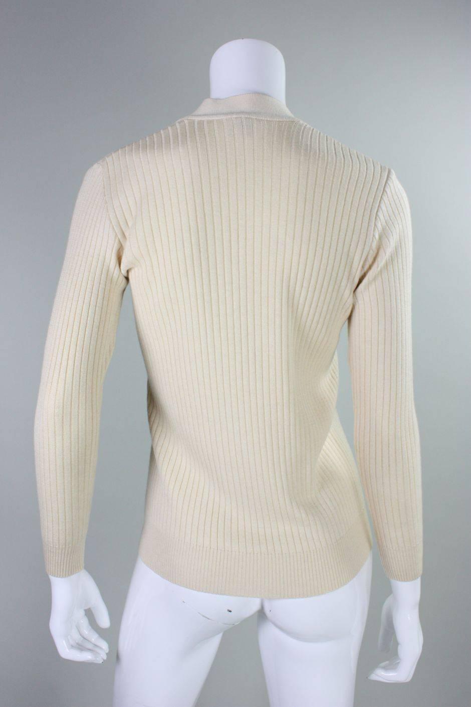 1970's Hermes Sport Ribbed Cardigan In Good Condition For Sale In Los Angeles, CA
