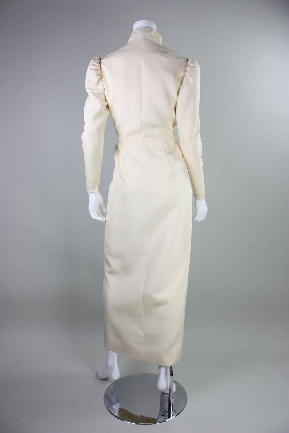 Women's 1970's Lanvin Gown with Button Front & Exaggerated Sleeves For Sale