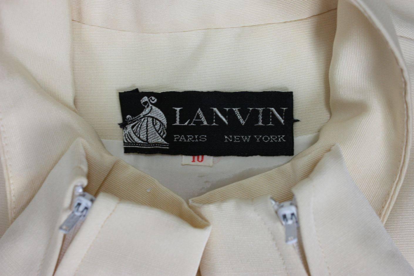 1970's Lanvin Gown with Button Front & Exaggerated Sleeves For Sale 3