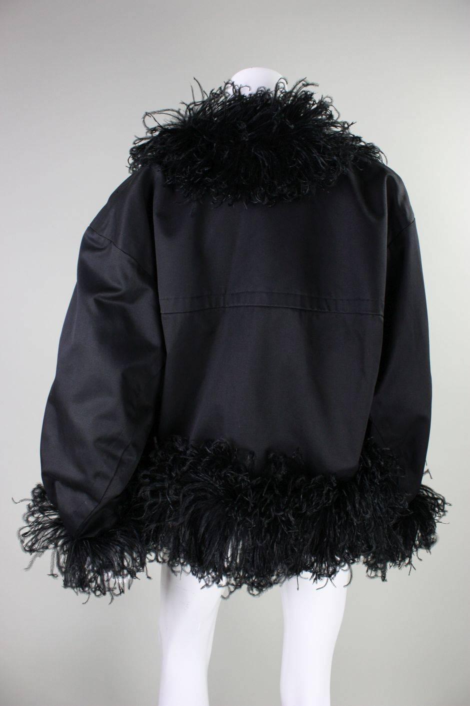 jacket with feather trim
