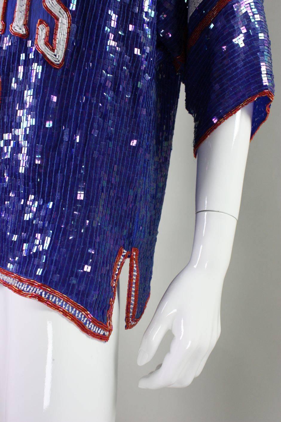 1980's St. Martin Sequined New York Giants Jersey Blouse 1
