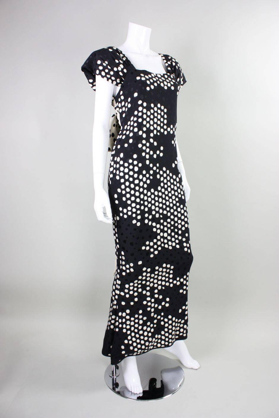 Gray 1980's Andrea Odicini Polka-Dotted Silk Gown For Sale