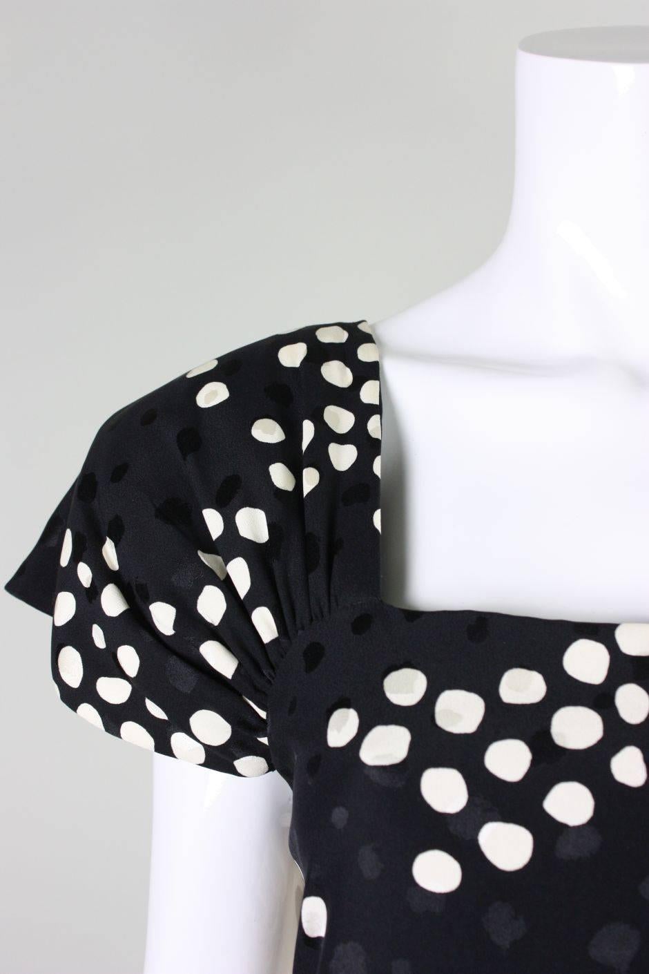 Women's 1980's Andrea Odicini Polka-Dotted Silk Gown For Sale