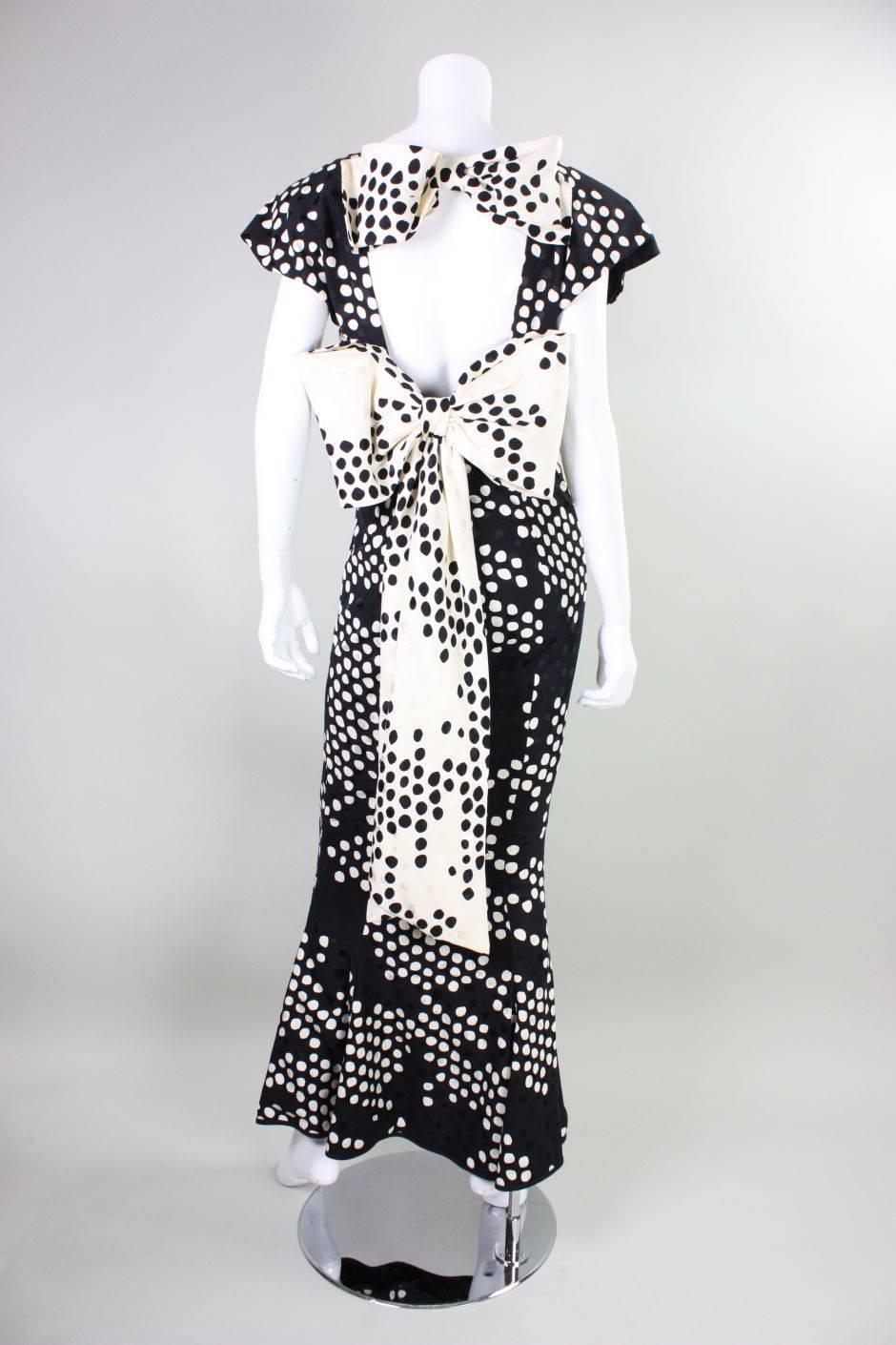 1980's Andrea Odicini Polka-Dotted Silk Gown In Excellent Condition For Sale In Los Angeles, CA