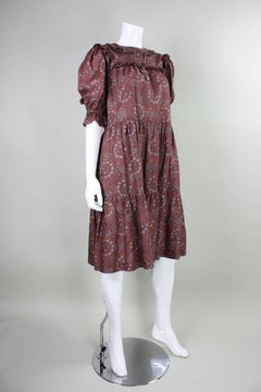 1980's Yves Saint Laurent Cotton Paisley Peasant Dress