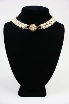 Miriam Haskell Baroque Pearl & Rhinestone Necklace