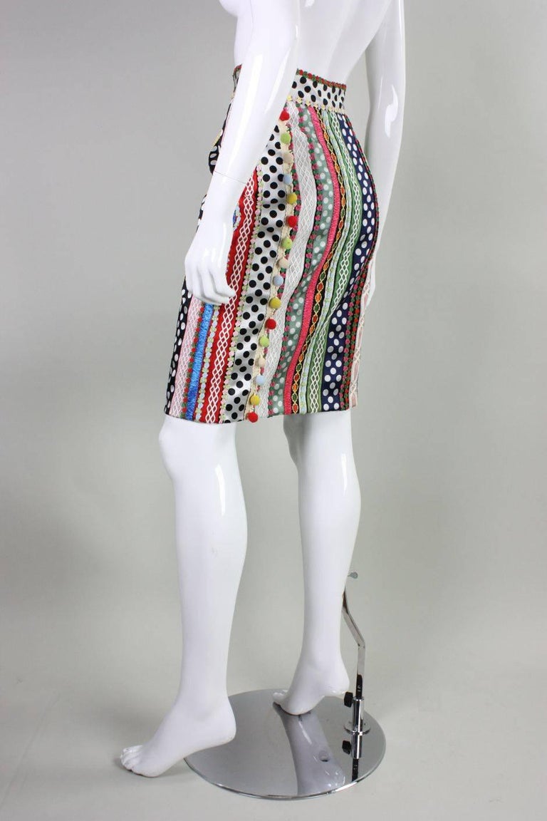 Women's Moschino Mixed Media Ribbon Skirt, 1990s  For Sale