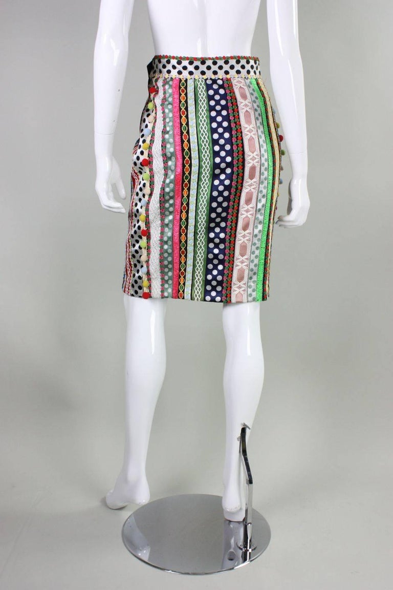 Moschino Mixed Media Ribbon Skirt, 1990s  In Excellent Condition For Sale In Los Angeles, CA
