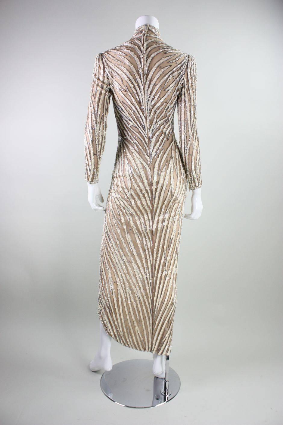 1980's Bob Mackie Beaded & Sequined Gown For Sale 1